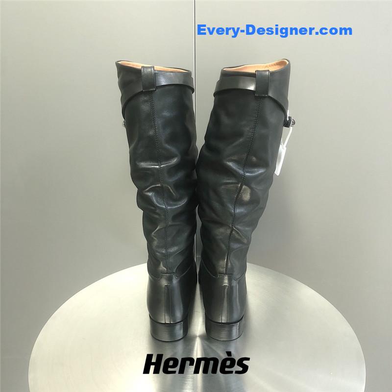H**me5 black calfskin knee-length boots