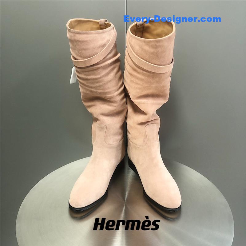 H**me5 pink suede knee-length boots