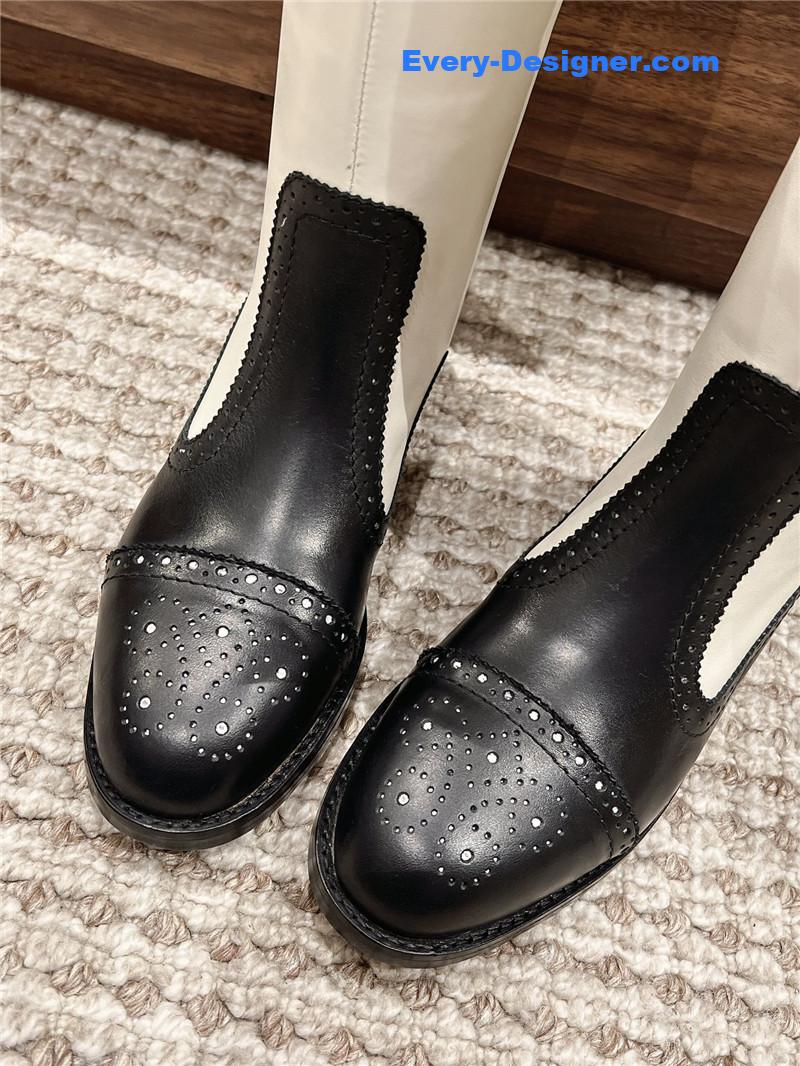 D10r d-folk knee high boots in white black