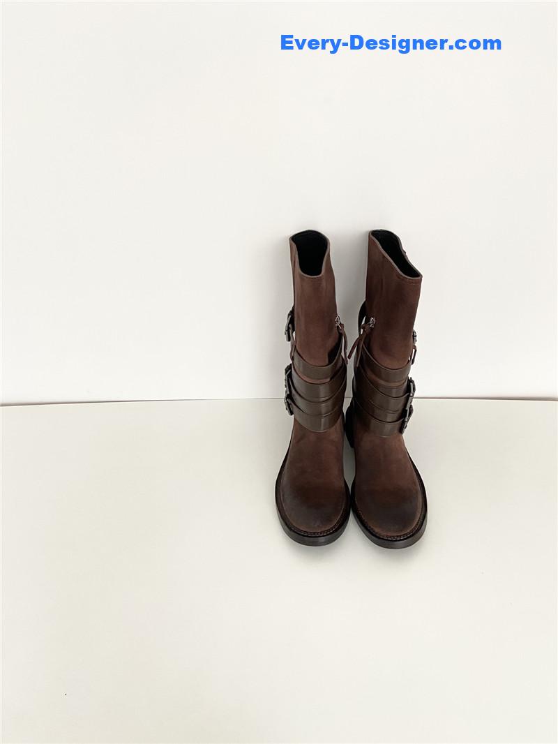 Miu Miu Women’s Motorcycle Suede Leather Boots