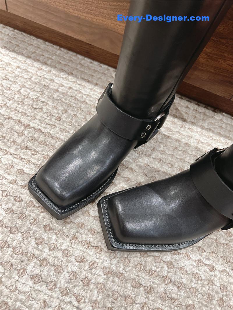 Acne Studios Black Leather Buckle Tall Boots