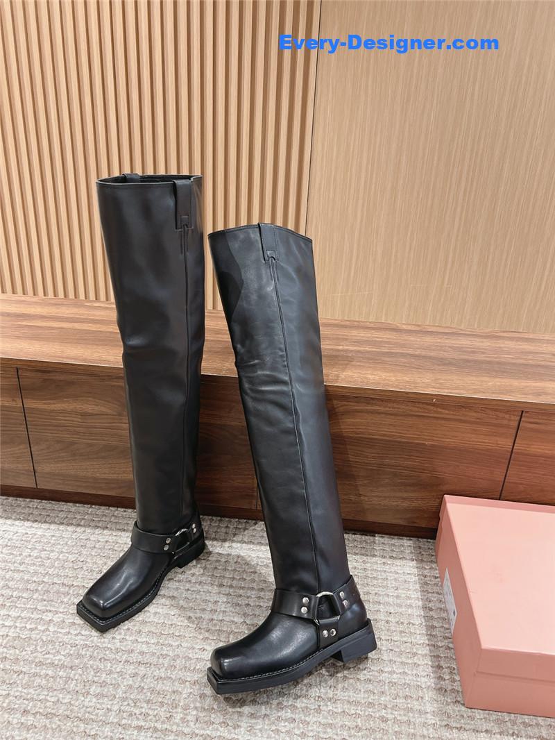 Acne Studios Leather Buckle Over-the-Knee Boots
