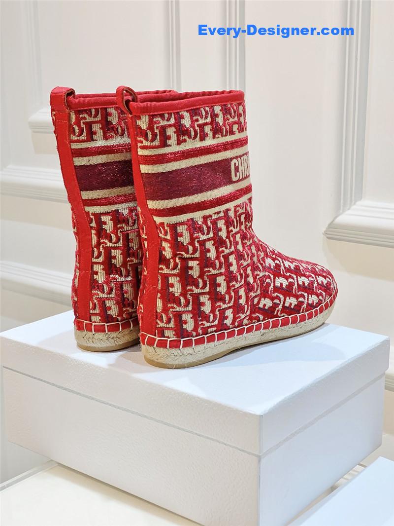 D10r red velvet monogram granville flat espadrille boots