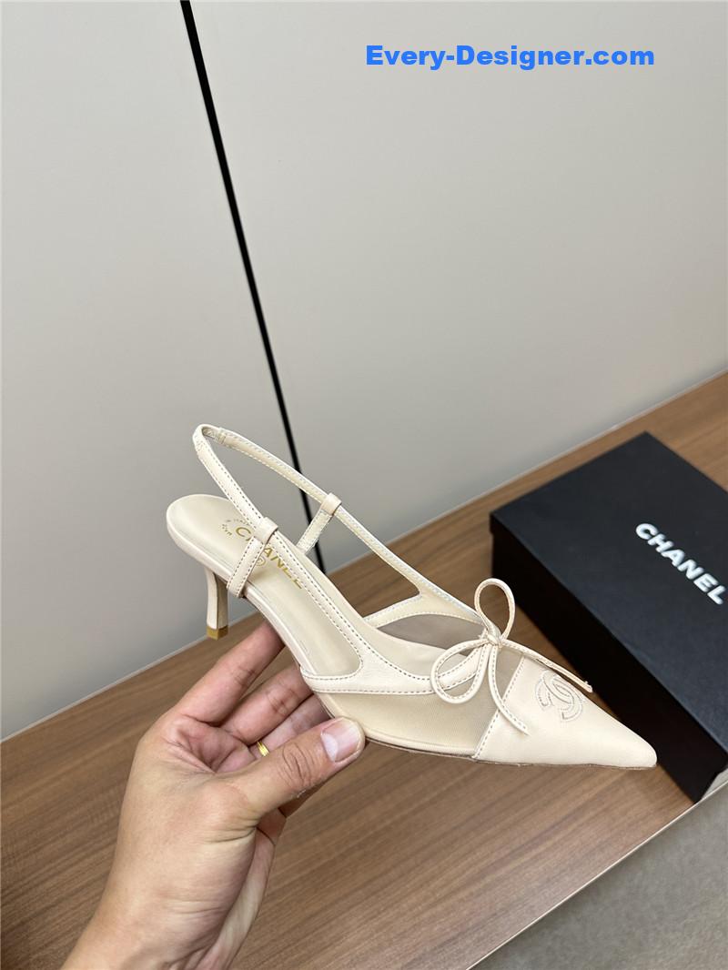 Ch**el pointed bow mesh sexy sandals