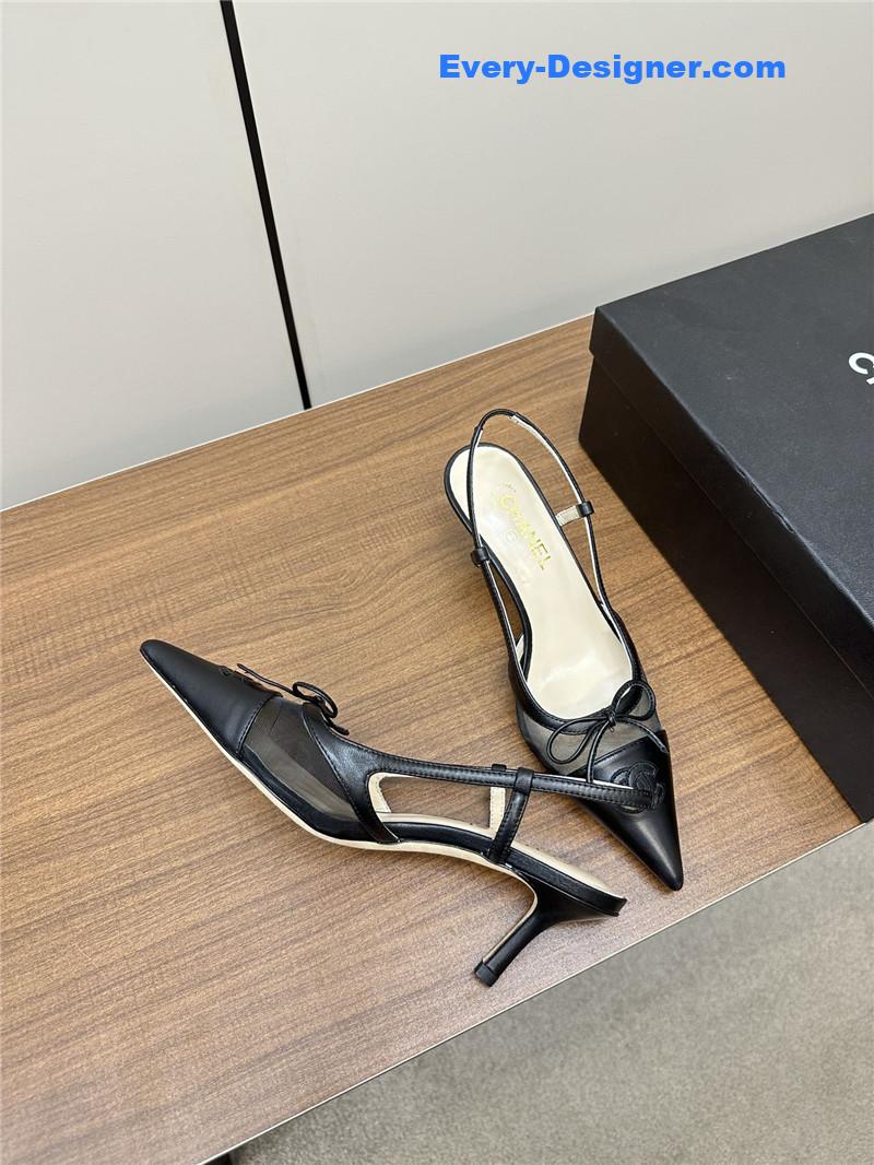 Ch**el pointed bow mesh sexy sandals