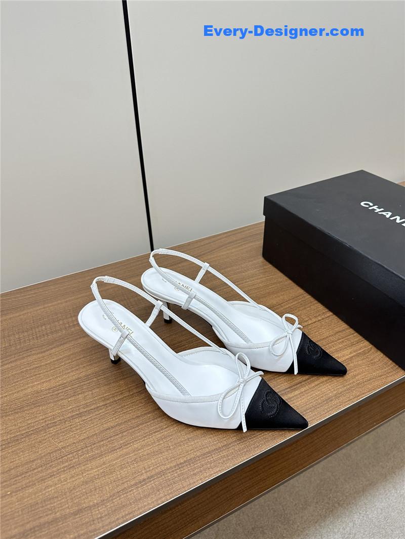 Ch**el pointed bow mesh sexy sandals