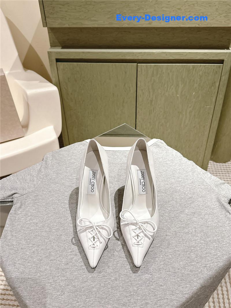 J1m*y Ch00 scarlett 50 white nappa leather pumps
