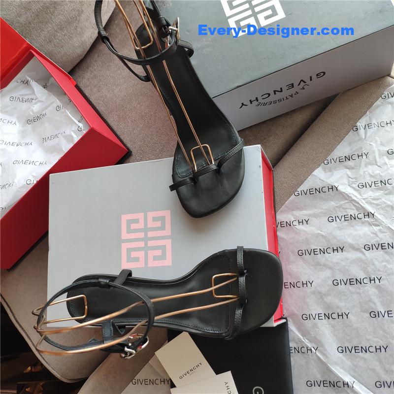 Givenchy Triple Toe Horn Slingbacks Black Leather
