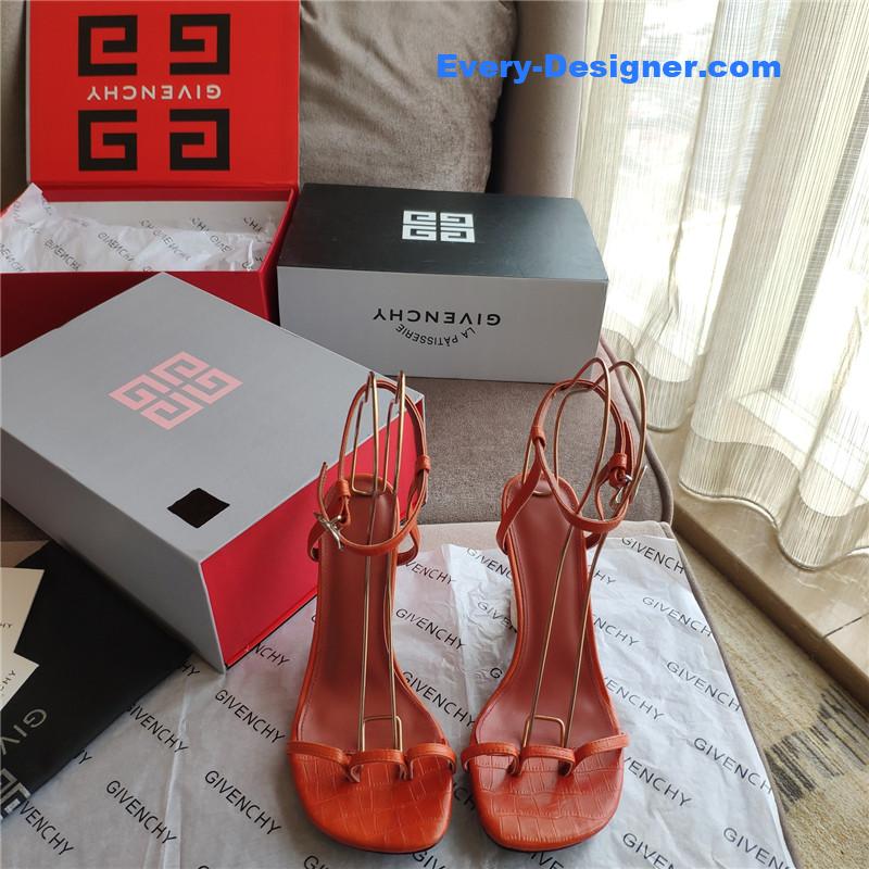 Givenchy Triple Toe Horn Slingbacks Red and White