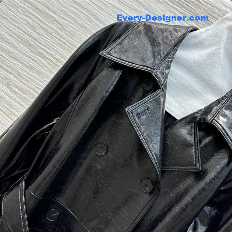 D10r lapel double-breasted leather trench coat replica d&g clothing