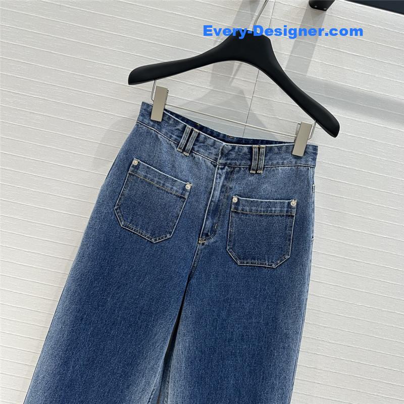 D10r old flower hem denim trousers replica clothes
