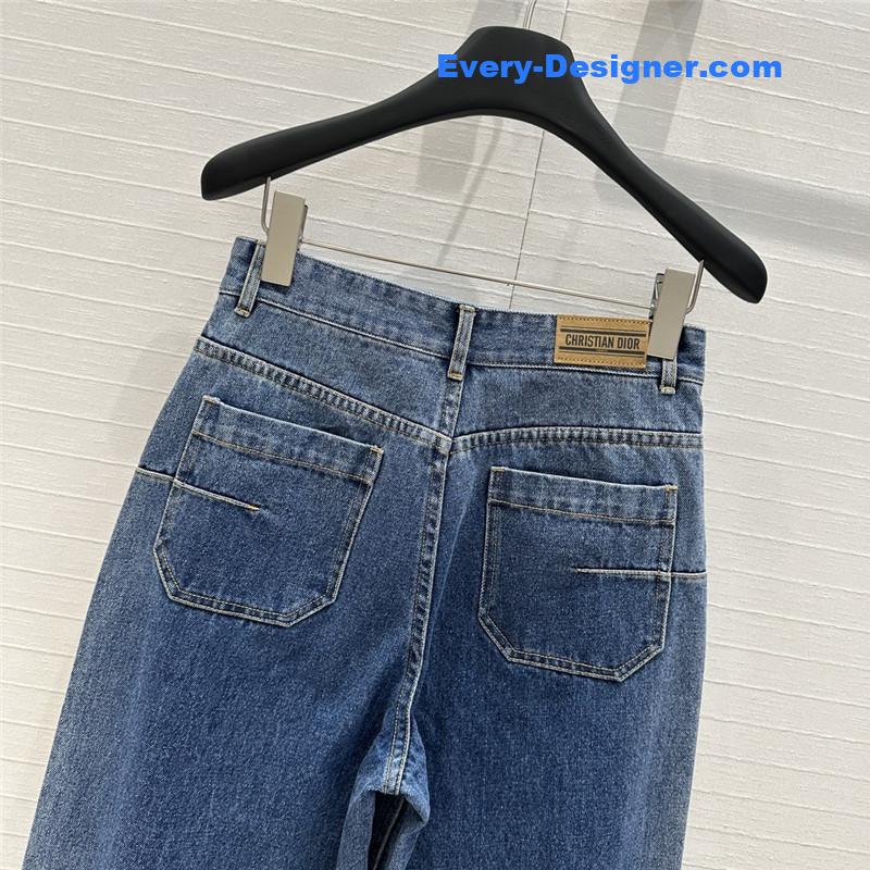 D10r old flower hem denim trousers replica clothes