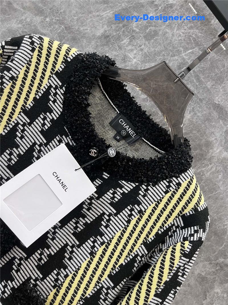 Ch**el color block knitted cardigan jacket replica d&g clothing