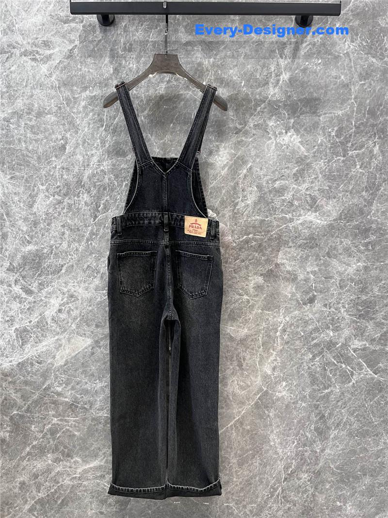 Pra*a triangle logo denim overalls replica clothing sites