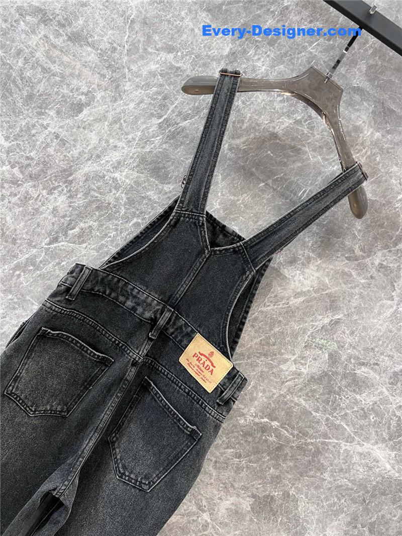 Pra*a triangle logo denim overalls replica clothing sites