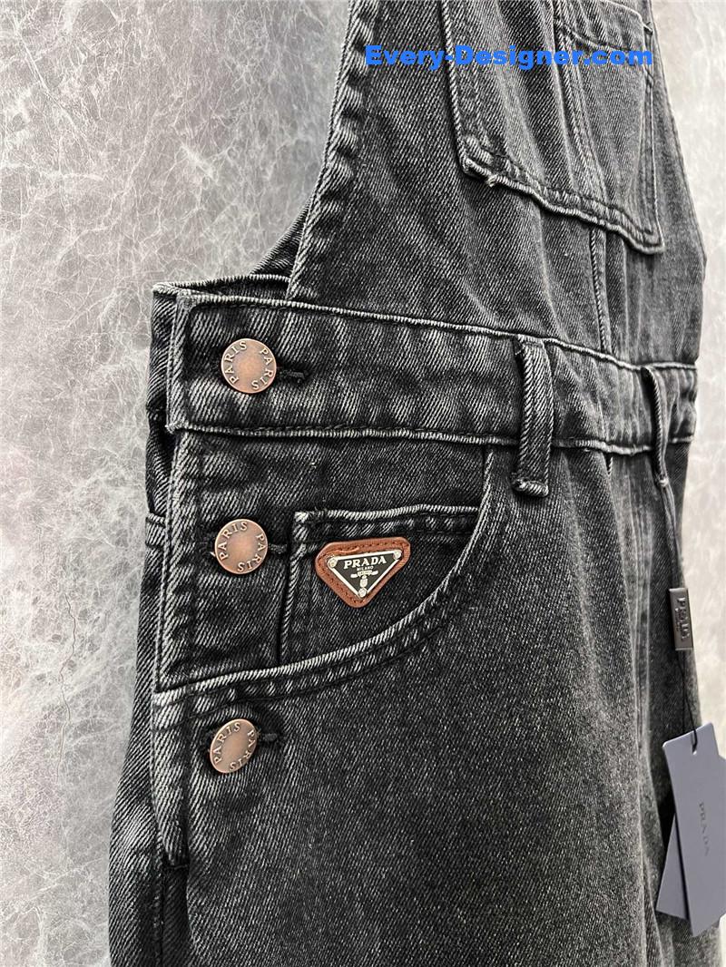 Pra*a triangle logo denim overalls replica clothing sites