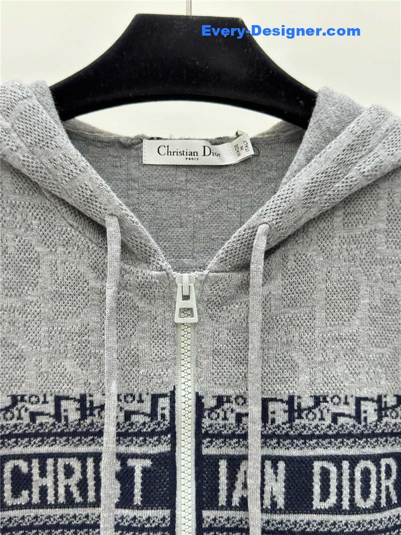 D10r jacquard knitted hooded cardigan replica designer clothes
