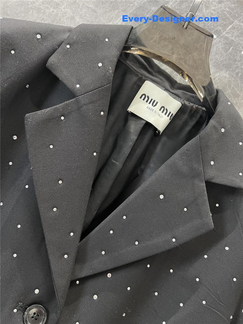 M1um1u starry rhinestone suit jacket replicas clothes