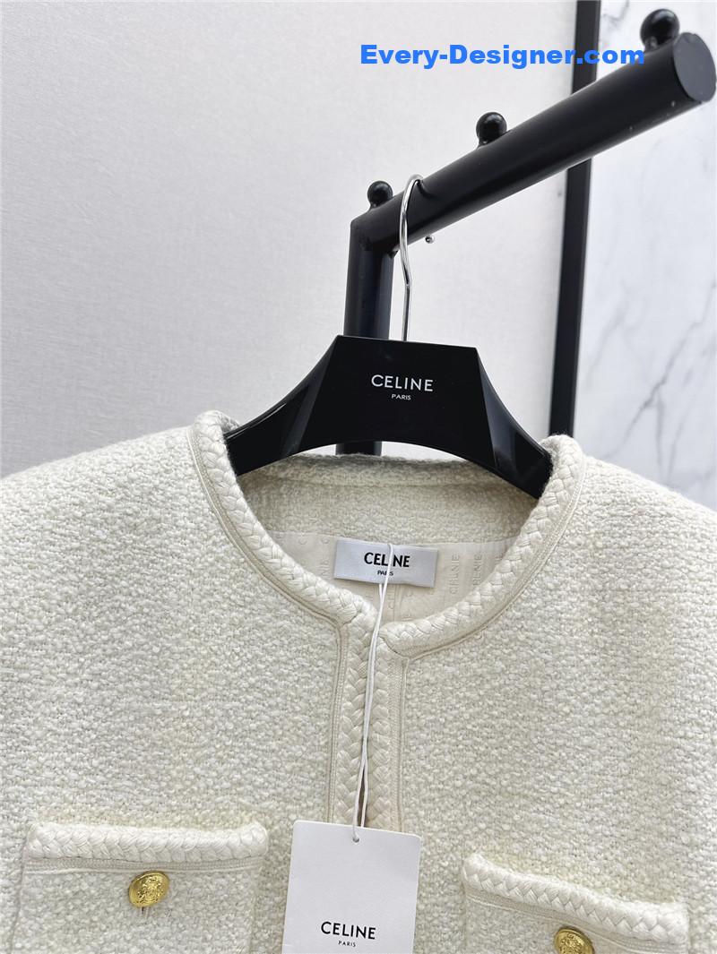 Ce1i*e cream white woven coat replica designer clothes