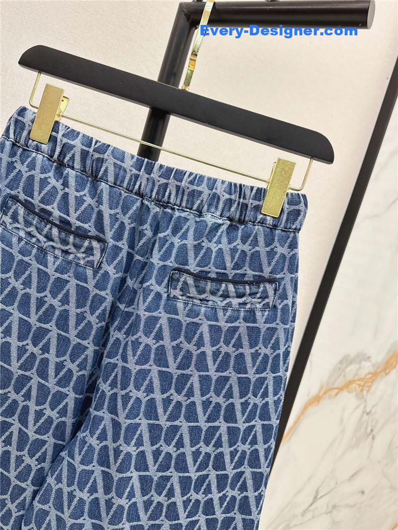 Va1e*ntin0 v jacquard denim trousers replica clothing sites