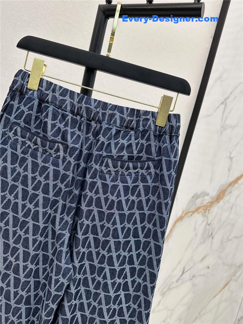 Va1e*ntin0 v jacquard denim trousers replica clothing sites
