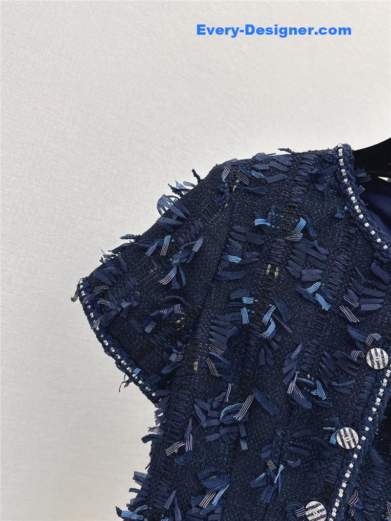 Ch**el fringed woven fabric jumpsuit replica d&g clothing