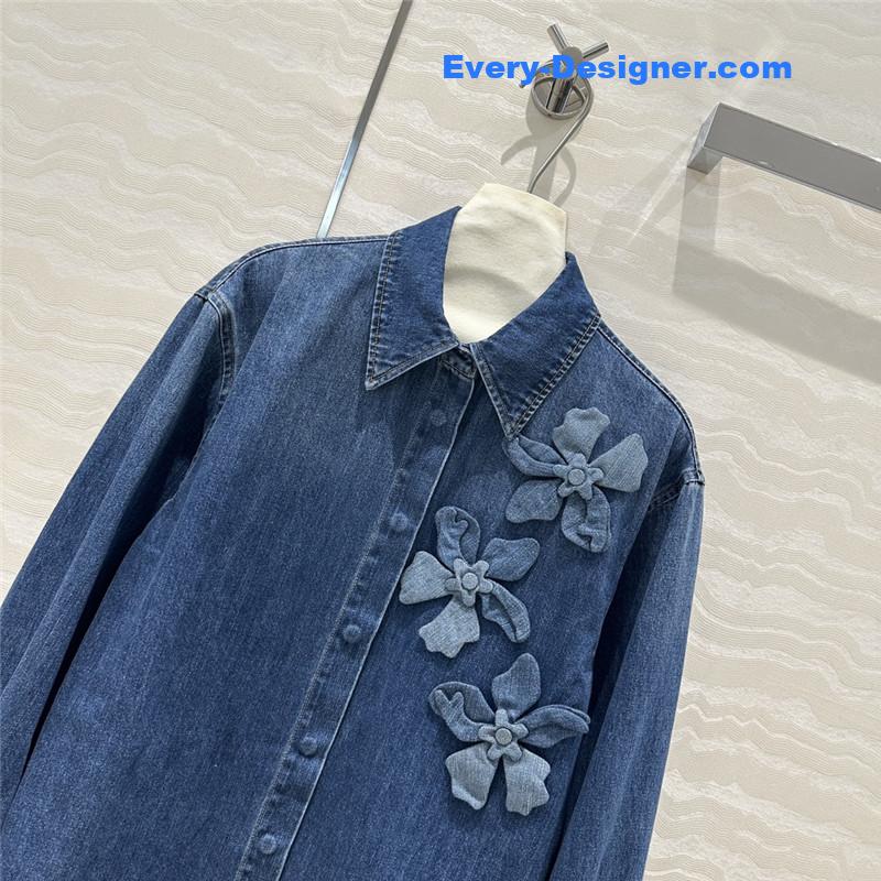 Va1e*ntin0 3d floral denim shirt jacket replica clothes