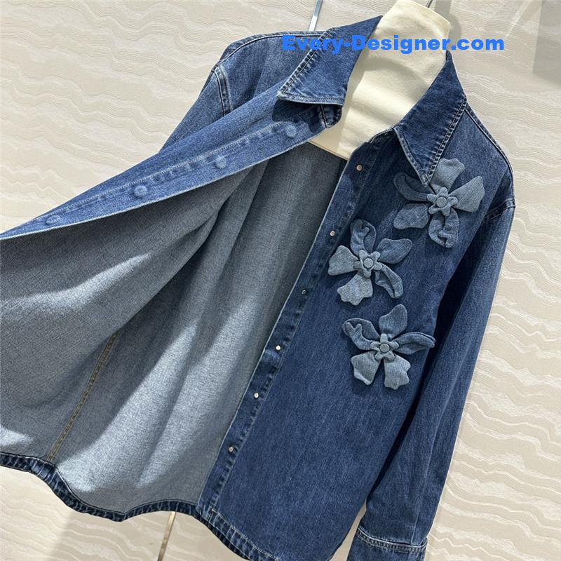 Va1e*ntin0 3d floral denim shirt jacket replica clothes