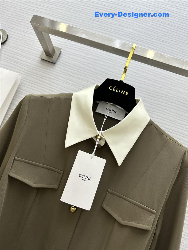 Ce1i*e contrast lapel dress replica clothing sites