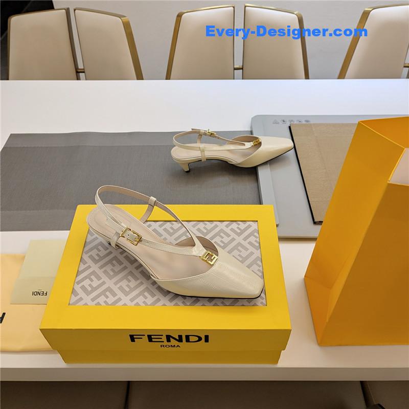 F**di ffold ivory eel leather low-heeled slingbacks