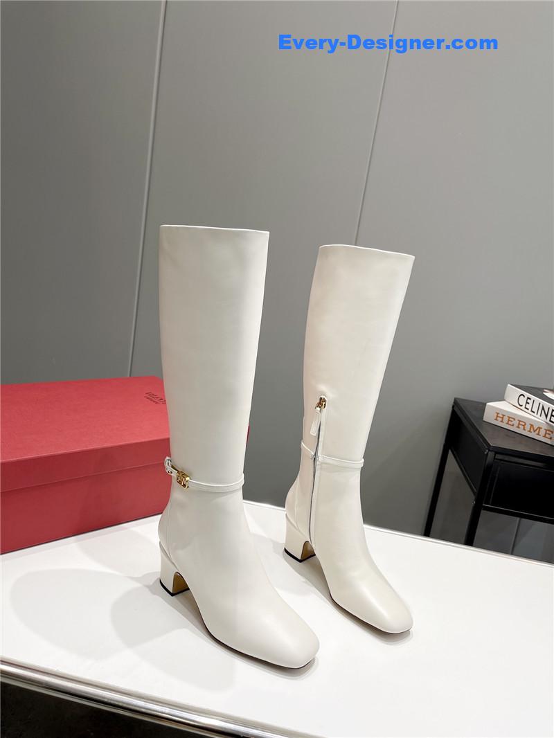 Va1e*ntin0 garavani white tan-go keen high boots