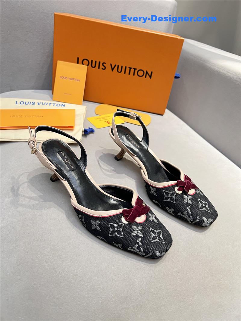 l0vis Vvtt0n neo slingbacks monogram denim black pumps