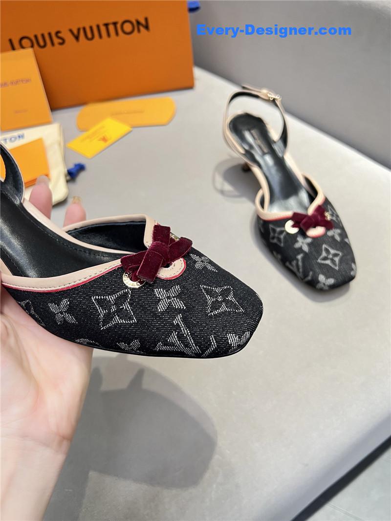 l0vis Vvtt0n neo slingbacks monogram denim black pumps