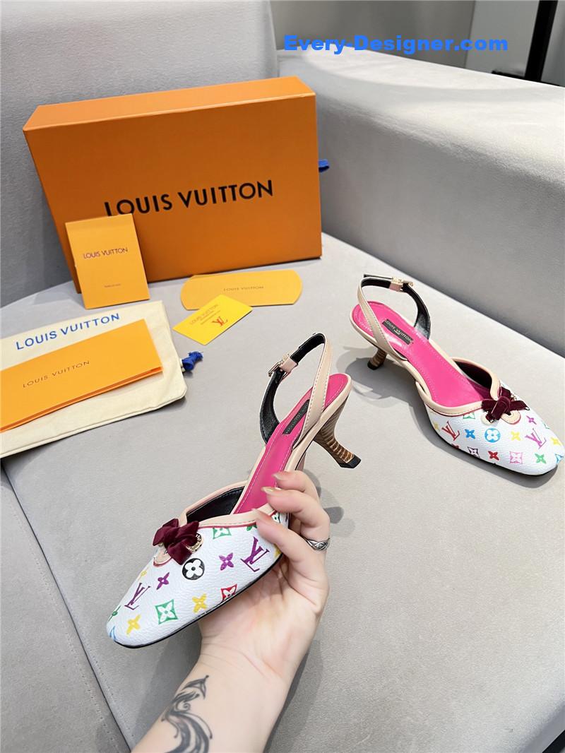 l0vis Vvtt0n neo slingbacks pink and white monogram pumps