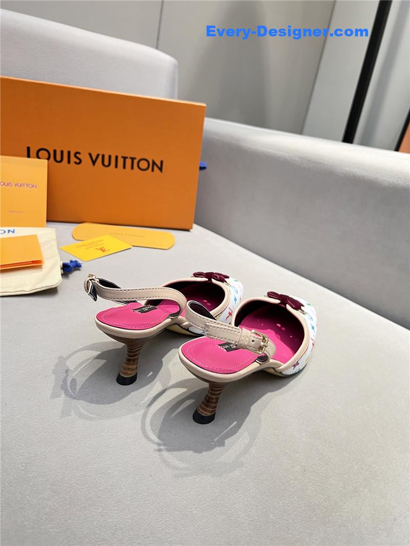 l0vis Vvtt0n neo slingbacks pink and white monogram pumps