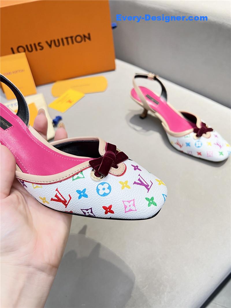 l0vis Vvtt0n neo slingbacks pink and white monogram pumps