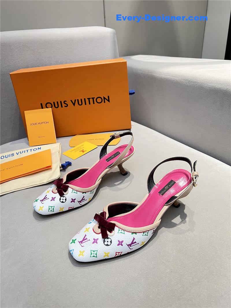 l0vis Vvtt0n neo slingbacks pink and white monogram pumps
