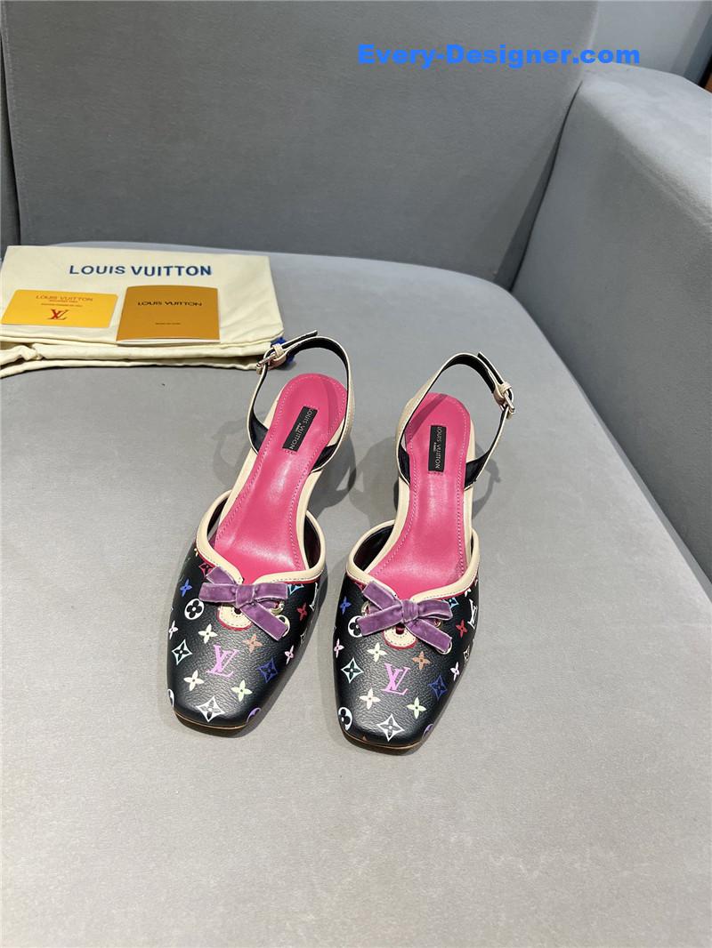 l0vis Vvtt0n neo slingbacks pumps pink and black monogram