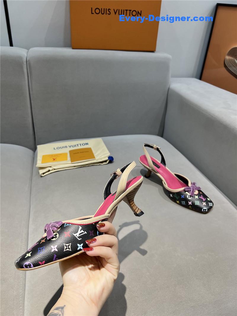 l0vis Vvtt0n neo slingbacks pumps pink and black monogram