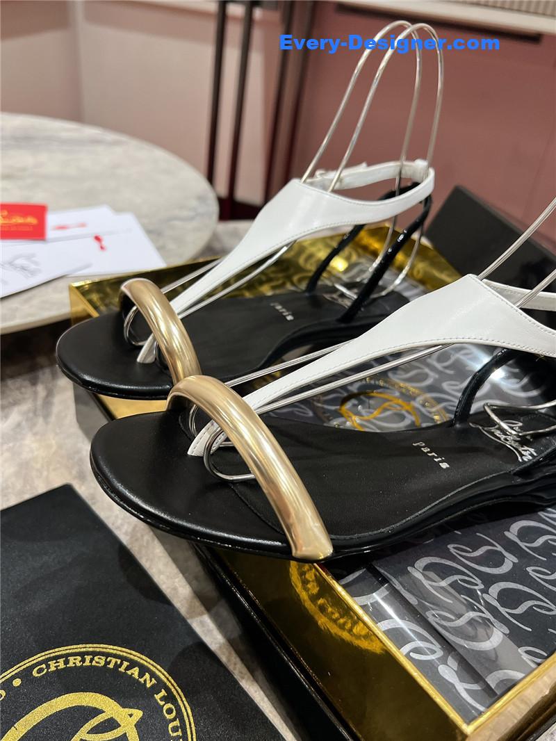 Chr1st1an louboutin athina flat sandals black white