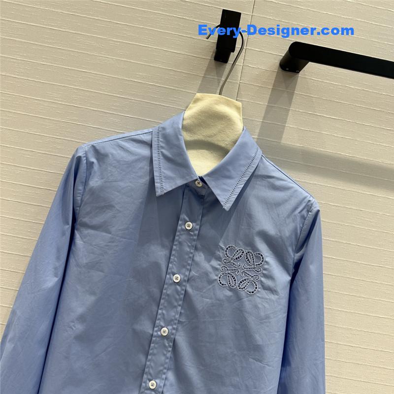 L0ew* hollow embroidery short shirt replica clothing sites