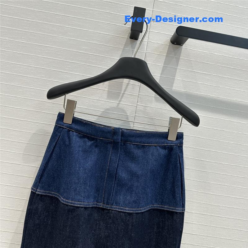 F**di colorblock denim long skirt replica d&g clothing