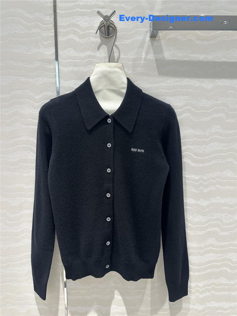 M1um1u letter cashmere lapel cardigan small coat replicas clothes