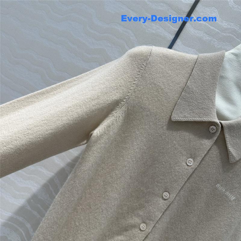 M1um1u letter cashmere lapel cardigan small coat replicas clothes