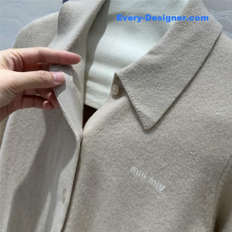 M1um1u letter cashmere lapel cardigan small coat replicas clothes
