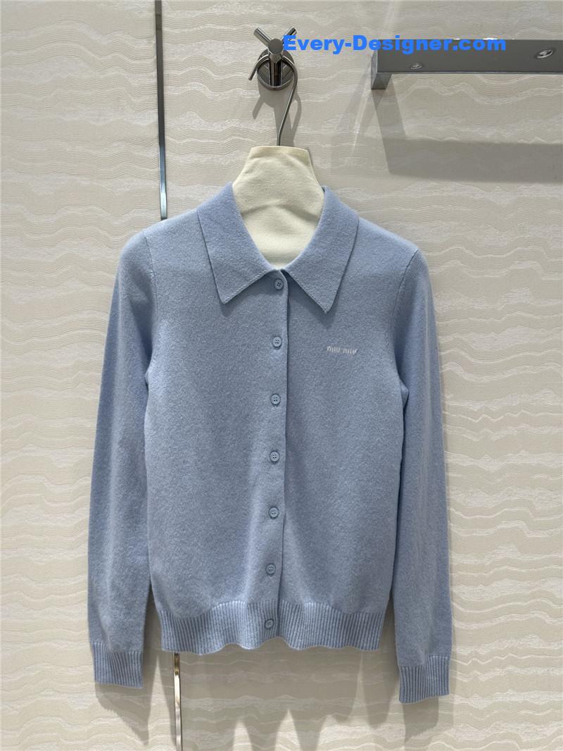 Miu Miu Light Blue Cashmere Cardigan