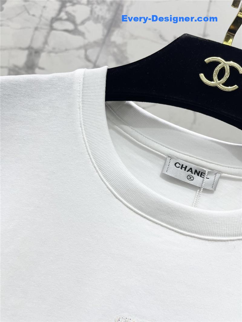 Ch**el mesh stitching long-sleeved straight t-shirt replicas clothes