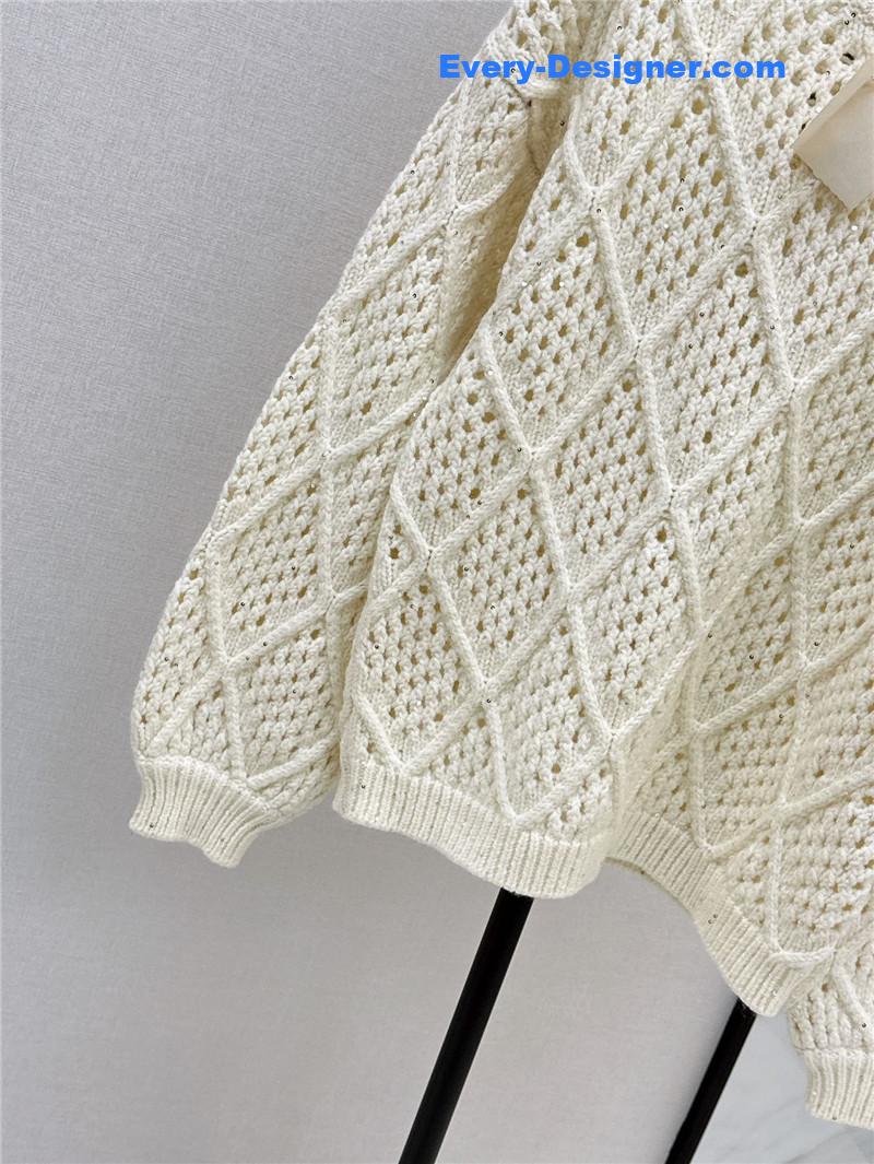 bc D1am0nd hollow crochet round neck sweater replica clothes