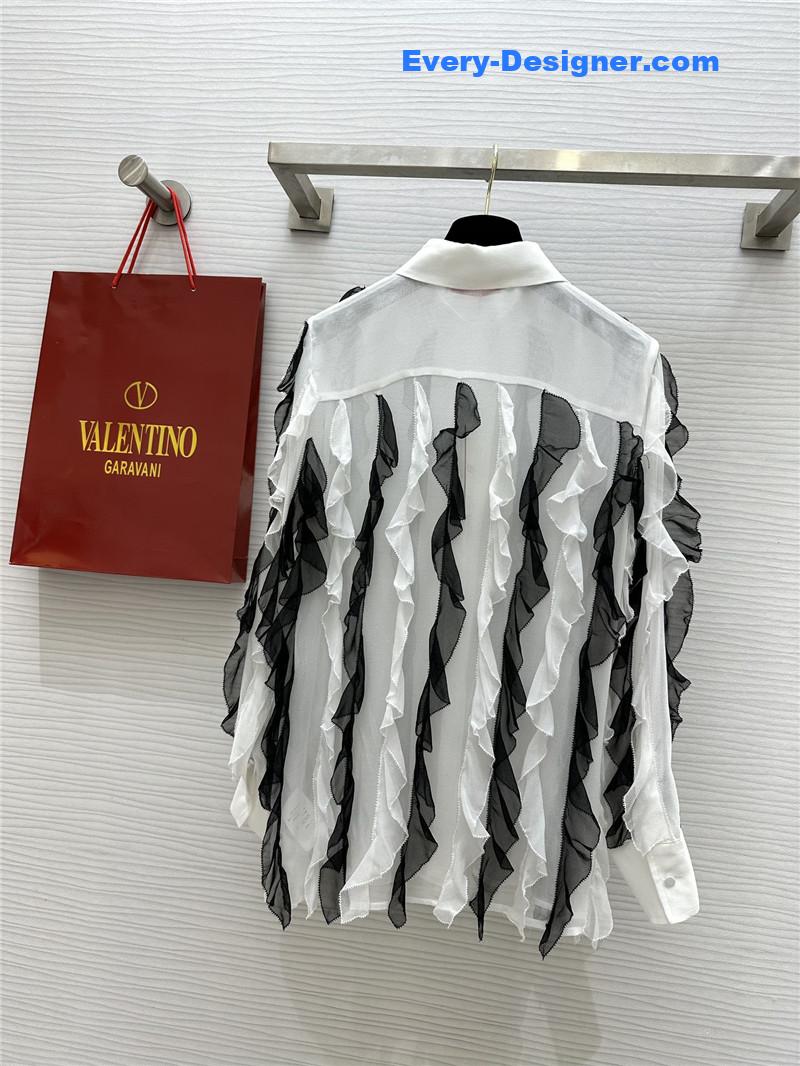 Va1e*ntin0 ruffle trim silk shirt replica d&g clothing