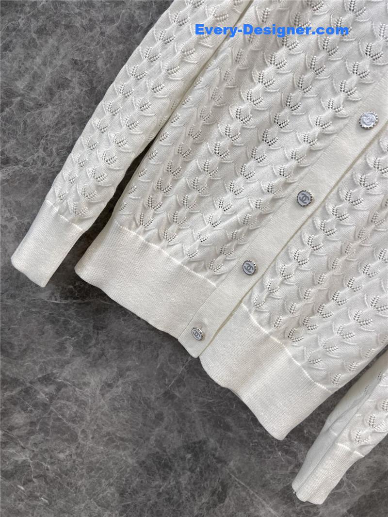 Ch**el single-breasted hollow knit cardigan replica d&g clothing